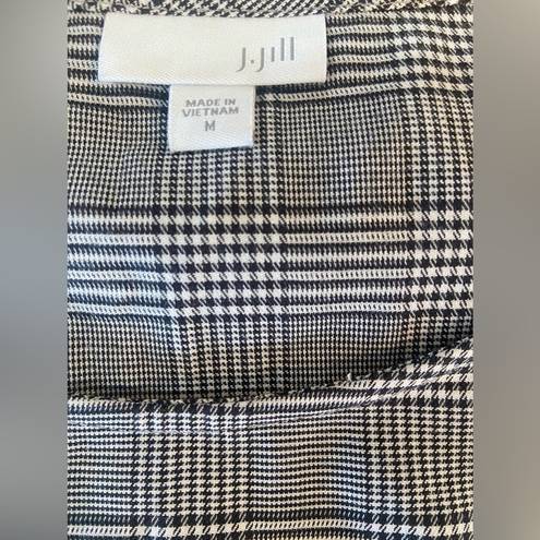 J.Jill  Plaid Gingham Pleated Hem Sleeveless Tank Top Black and White Medium