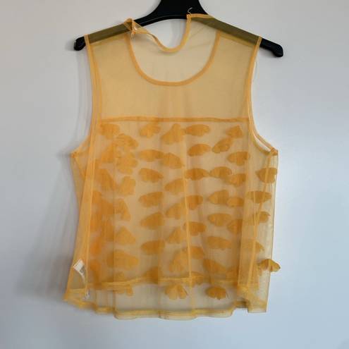 Daisy Y2k vintage boho  flower mesh tank top blouse festival yellow medium
