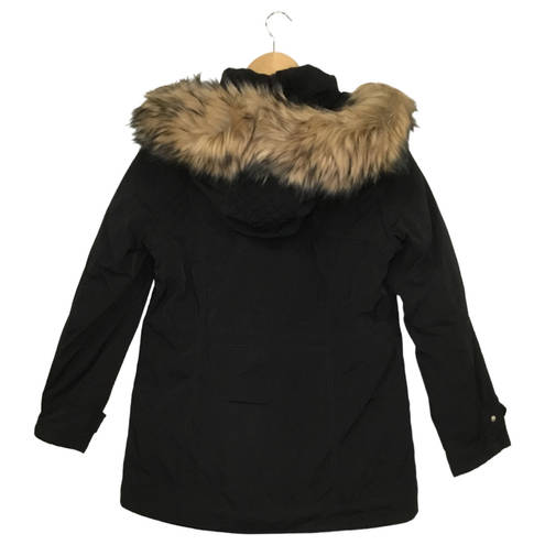Gallery NWT  Faux Fur Trim Hoodie Soccer Mom Polyfill Jacket Coat Black S