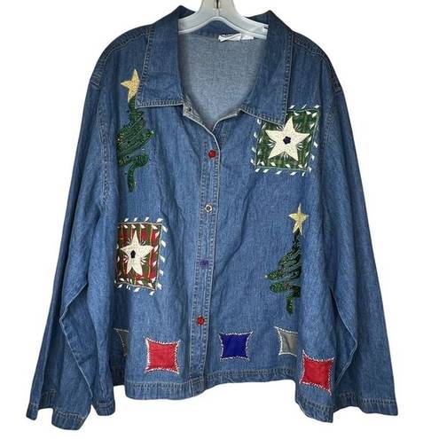 Carolina Blues Vintage  Denim Christmas Jacket