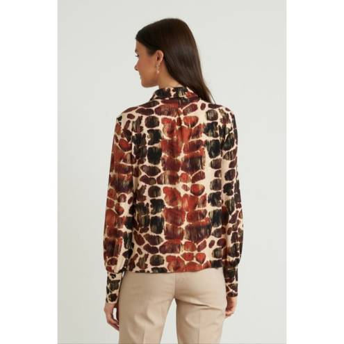 Joseph Ribkoff  Multi Giraffe Print Waist Tie Blouse Top Long Sleeve Size 6