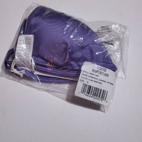 Good American  Support Bikini Top Purple Lilac Shine Size 3 Large String Triangle