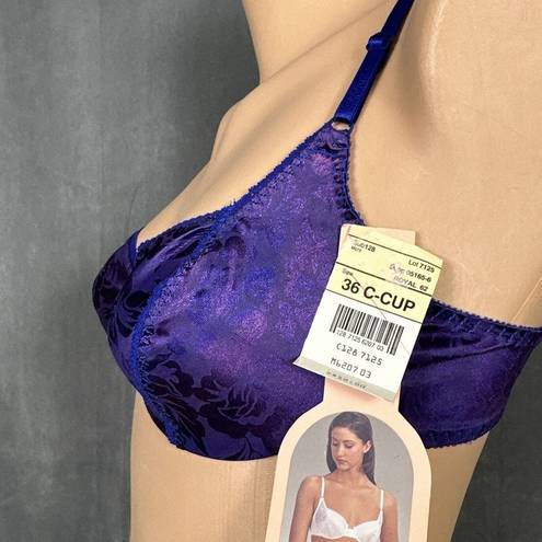 Second Skin Vintage New Adonna Floral Deluster Tulip Demi  Satin Bra 36C Purple