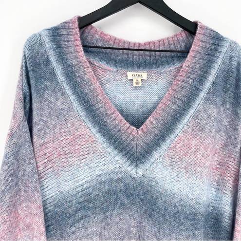 a.n.a  Ombre Knit V-Neck Sweater Blue Pink Size 0X