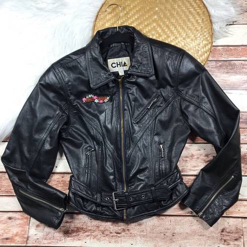 Harley Davidson Vintage  patch black moto leather jacket