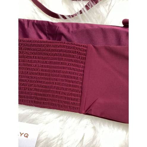 PilyQ New.  plum and rose metallic bandeau top. M-top/S-bottoms