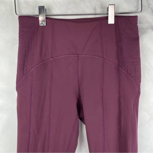 Fabletics Trapunto 7/8 High Waisted Midi Ankle Leggings Corset Quilted Mauve S