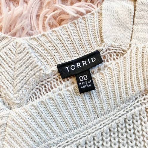 Torrid  Cream Knit Cold Shoulder Pullover Sweater