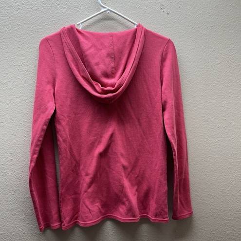 Lacoste  Long Sleeve Henley Top Blouse Women’s Hooded Size 38 / Medium Pink Prep