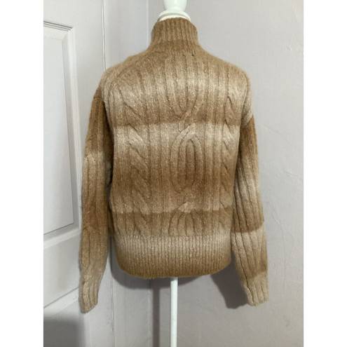 Banana Republic  Cream Tan Alpaca Turtleneck Cable Knit Sweater XS