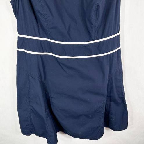 Eshakti  Custom Size 16 Dress Navy Blue A Line Sleeveless White Trim Mini 1456