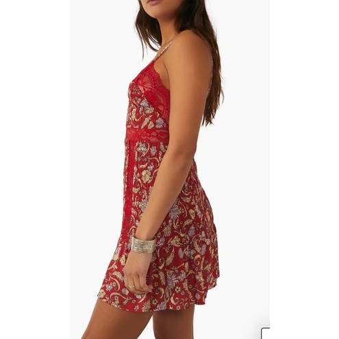 Free People NWT  NWT Last Night Mini Nightgown Slipdress in Cherry Combo size SML