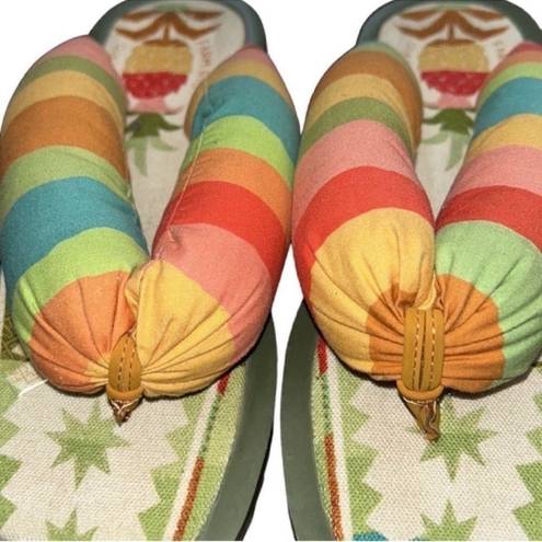 Farm Rio  Striped Multicolored Puffy Pineapple
Sandals(Size 6)