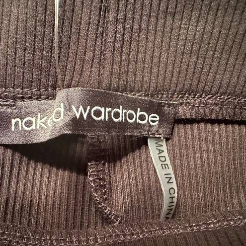 Naked Wardrobe  Women's Snatched Down ribbed Leggings in black. NWT.