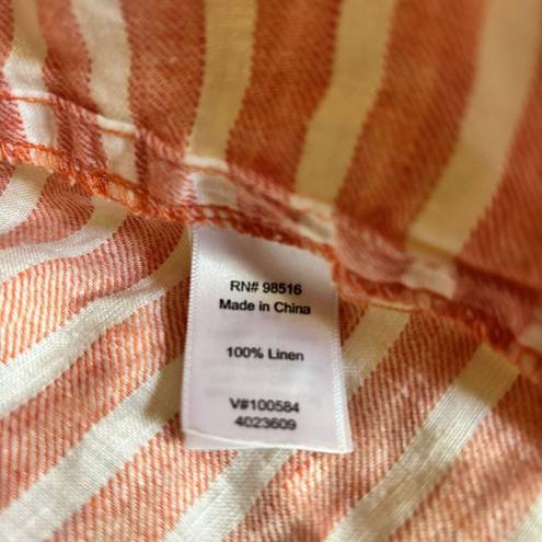 Coldwater Creek  Shirt Womens Extra Large XL Stripe Linen Button Up Blouse Top