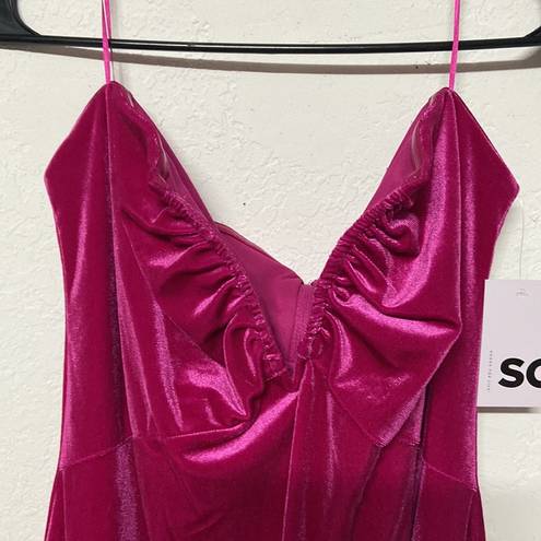 SO NWT strapless hot pink velvet v wire mini dress lined New Years Eve Valentines