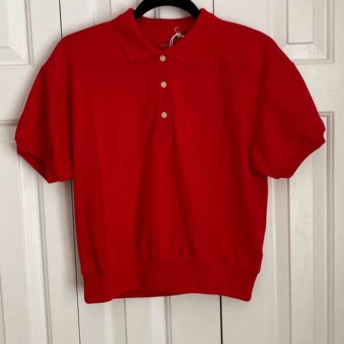 Everlane  The Oversized Polo Shirt Top Cotton Goji Berry Red Size S NWT