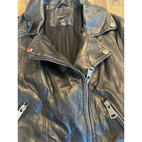 Elodie  moto belted leather jacket size small full zip 1000% viscose