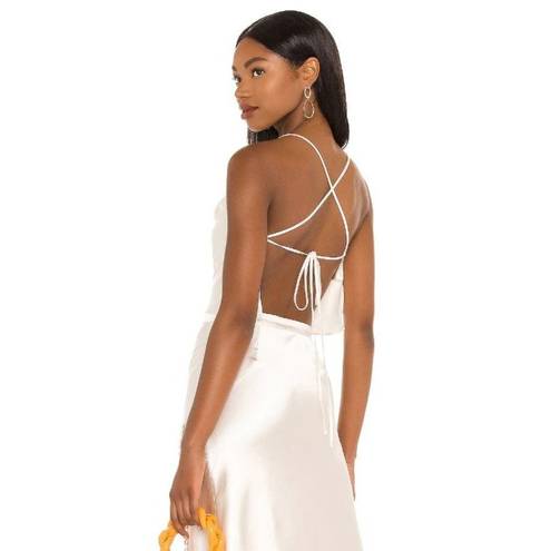 L'Academie  The Kali Top in Ivory Medium Womens Satin Backless Halter Tank