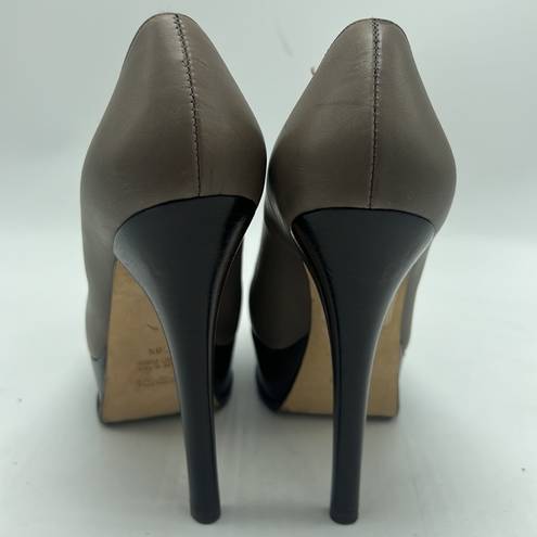 Fendi  Grey Leather Logo Platform Pumps Size 8.5 / 38.5