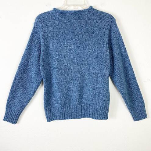 Vintage Blue  Heathered Knit V Neck Sweater Size M