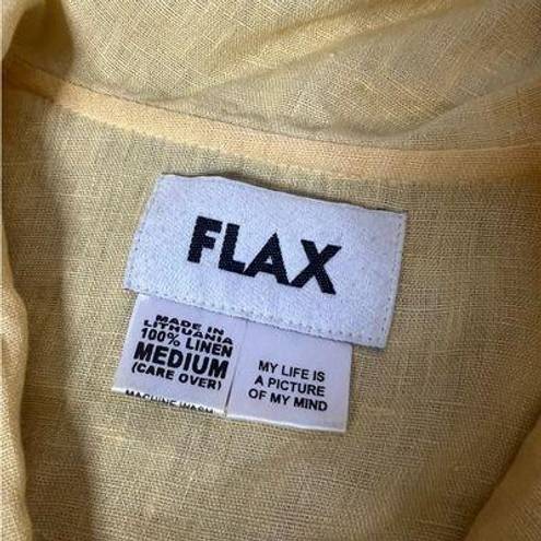 Flax  linen button down midi dress yellow sz M