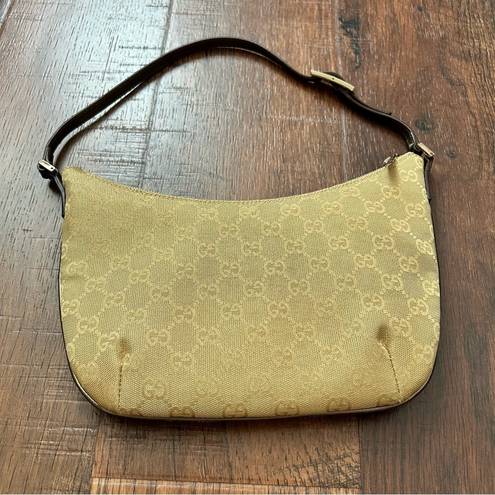 Gucci gold fabric logo bag with metallic bronze handle, NWOT