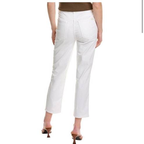 7 For All Mankind  High Waist Cropped White Straight Button Fly Jean Size 28