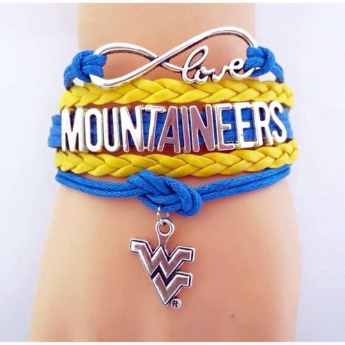 infinity New Womens West Virginia Mountaineers Multi-Cord Blue & Gold  Bracelet