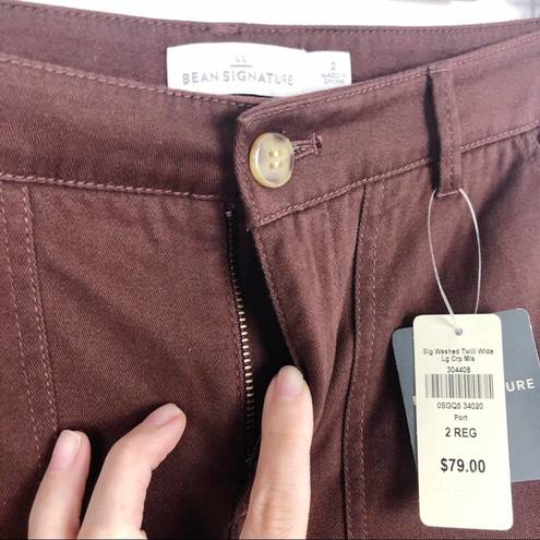 L.L.Bean New  Cargo hiking Crop Pants Maroon Size 2