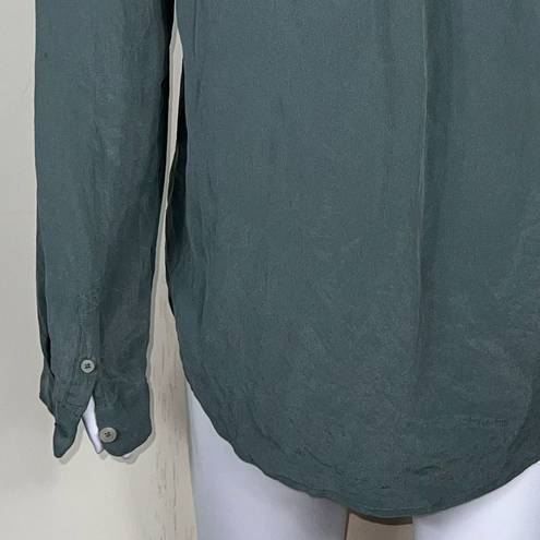 AG Adriano Goldschmied Adriano Goldschmeid 100% Silk Long Sleeve Button Down Tunic in Sage