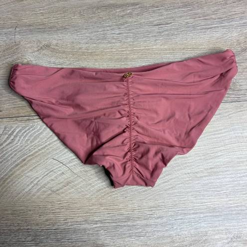 PilyQ NWT  Lotus Basic Ruched Full Bikini Bottoms Mauve Pink Hipster Low Rise M