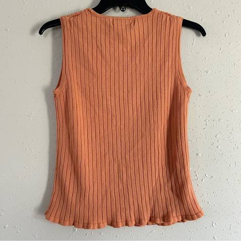 Sag Harbor  Vintage Ribbed Orange Sleeveless Tank Top Blouse Medium Spring