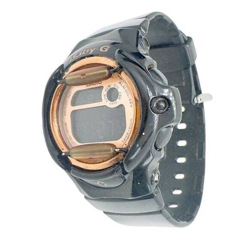 Casio  Women's Wristwatch Baby G Round Digital Buckle 12-Hour Dial Black
