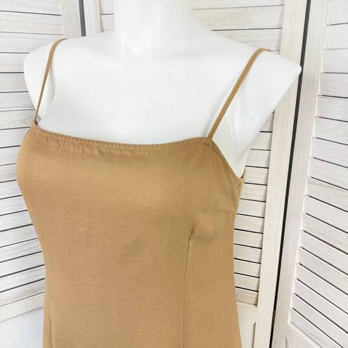 Shoedazzle Open Back Linen Blend Strappy Sheath Dress Tan XXL