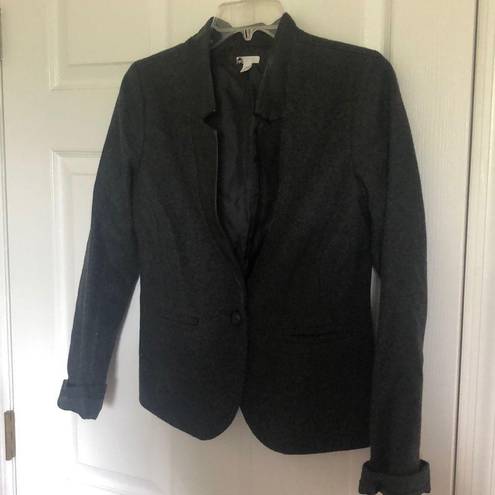 BP  MEDIUM BLAZER GREY WITH BLACK FAUX LEATHER TRIM