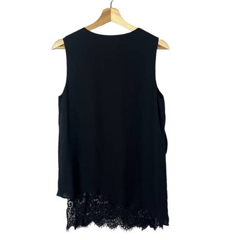 Karen Kane  Black V-Neck Lace Layered Tank Top S