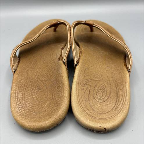 Olukai  Haiku Brown Leather Women’s Sandals Flip Flops Thongs Size 40 / US 9