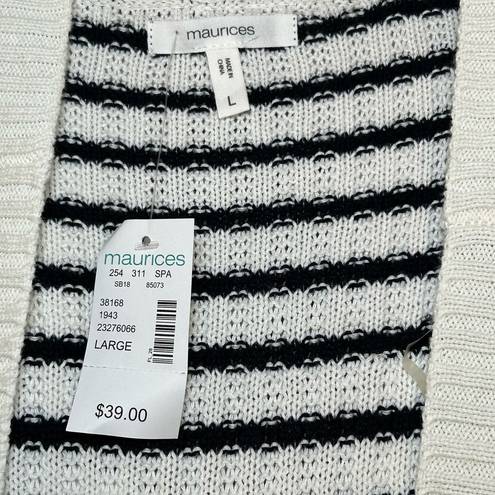 Maurice's  Cardigan Sweater Open Front Hooded Striped NWT 100% Cotton Large Knit