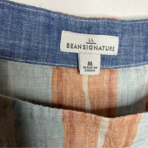 L.L.Bean  Signature 100% linen top multicolored stripes size medium