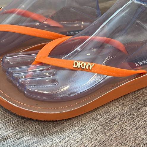 DKNY  Madi Orange Flip Flops Size 8 NWOB