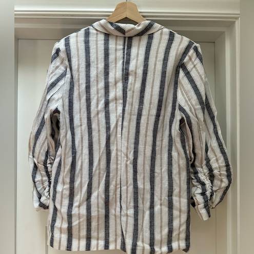 Laundry by Shelli Segal Stripe Scrunched Sleeve Linen Blend Blazer - Size M - 