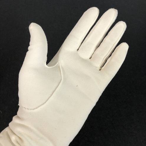 White Ruched Cotton Gloves Formal Prom Costume Small Retro Vintage Wedding Dance