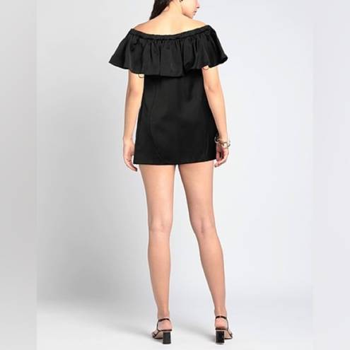 Zac Posen ZAC  Black Flutter Neckline Dress