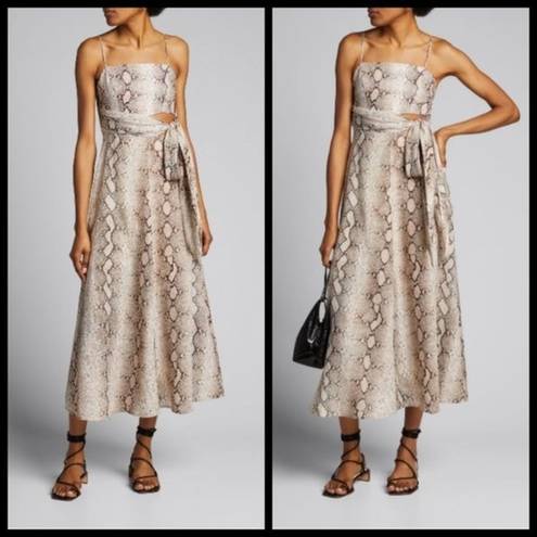 Zimmermann 💕💕 Bellitude Cutout Snake-Print Linen Midi Dress US 6 NWT