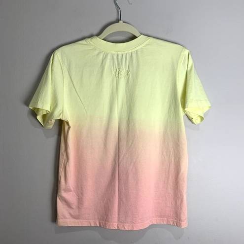 Nicole Miller Womens Sorbet Dip Dye Shirt & Short Lounge Set Yellow Pink Size XS