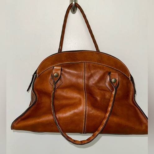 Patricia Nash Vintage Patrica Nash Italian Leather Brown Satchel Handbag 17x7" Handles Purse