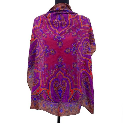 Liz Claiborne VTG  Paisley Square Neck Scarf Purple