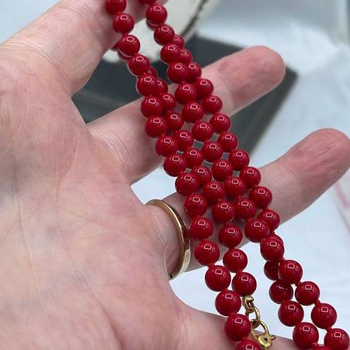 Monet Vintage  red beaded 26” necklace