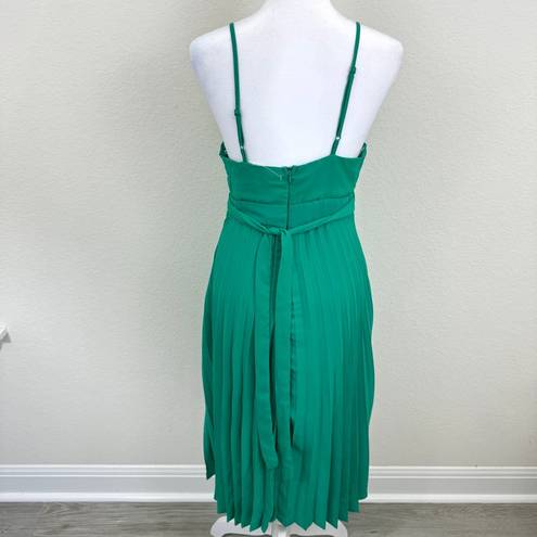 Jessica Simpson  Womens Strapless V Neck Pleated Midi Dress Green Size S